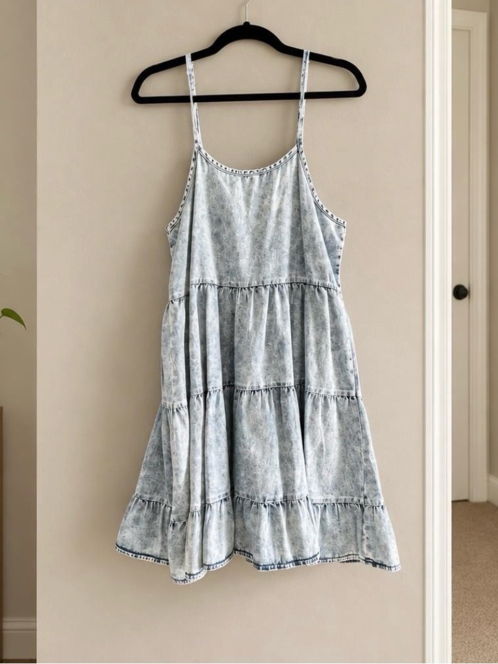 Washed Light Blue Tiered Sundress